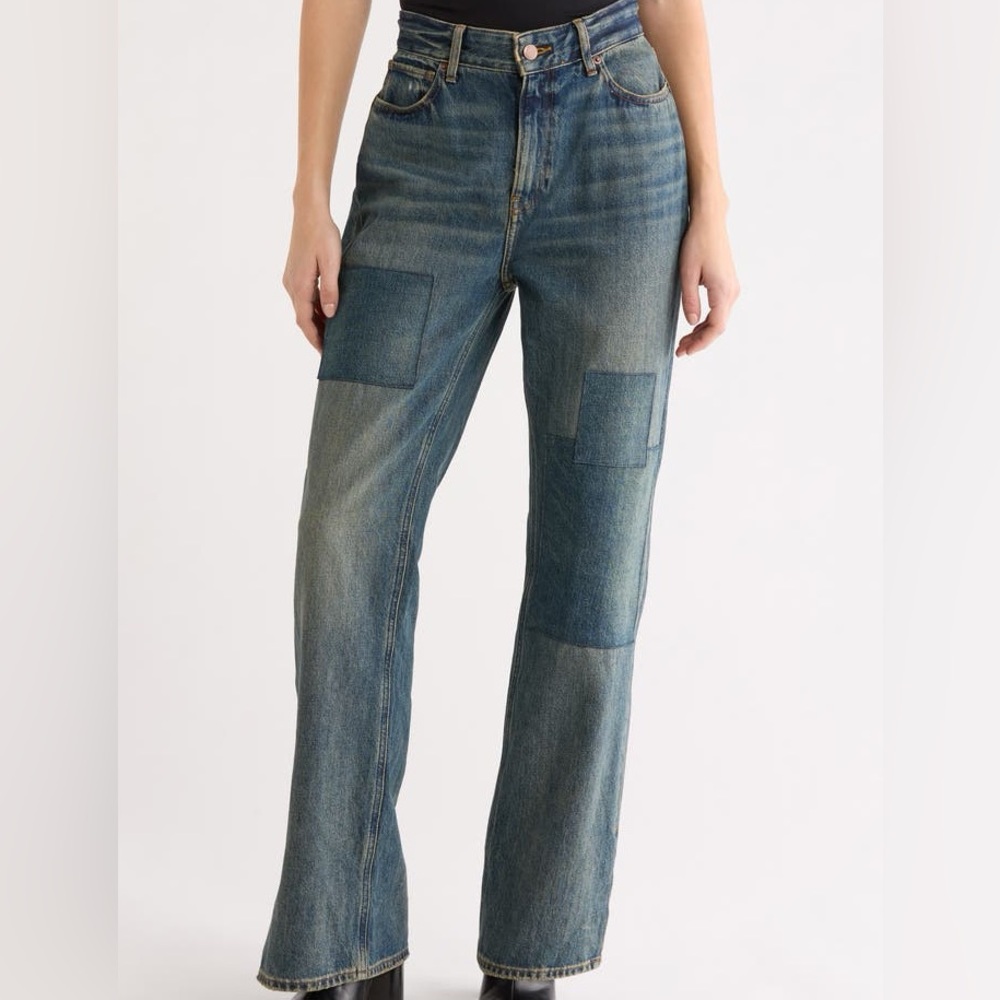 Good American Khloe Patchwork Straight-Leg Jeans